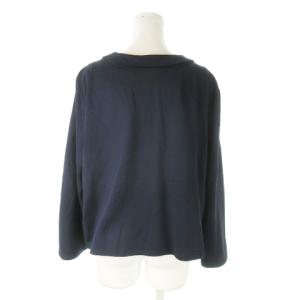 HIROKO BIS ノーカラージャケット ストレッチ ベロア 刺繍 ペイズリー柄 大きいサイズ 13AB 紺 ネイビー /AO23