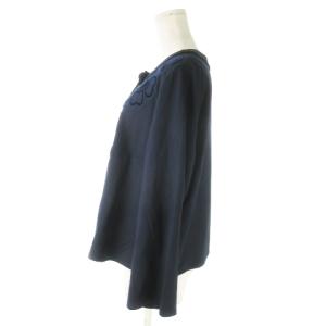 HIROKO BIS ノーカラージャケット ストレッチ ベロア 刺繍 ペイズリー柄 大きいサイズ 13AB 紺 ネイビー /AO23