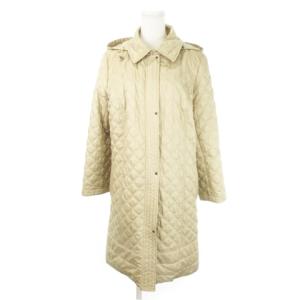 キルティングコート 中綿 ステンカラー フーディー ロング丈 大きいサイズ 42 XL ベージュ /AH7