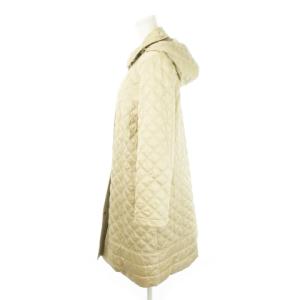 DAKS キルティングコート 中綿 ステンカラー フーディー ロング丈 大きいサイズ 42 XL ベージュ /AH7