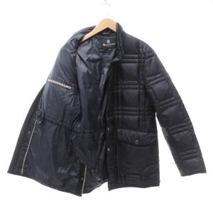 Aquascutum ダウンジャケット ジップアップ スナップボタン ミドル ハーフ丈 M 紺 ネイビー /AE GY19