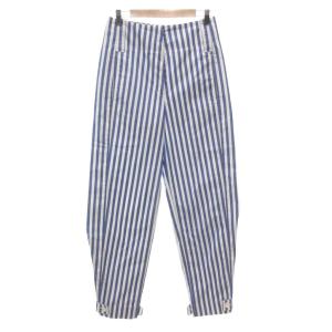2016 フィービー期 ストライプパンツ 36 コクーン ブルー ホワイト