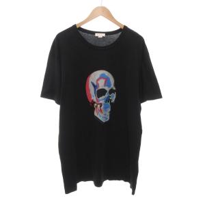 美品 Tシャツ スカル プリント クルーネック 半袖 XL 黒 ブラック /AE GY19