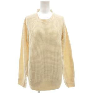 ワッフルレースニット セーター 3 長袖 プルオーバー 襟付き レース切替 ウール 白 ホワイト 15AWLU1034