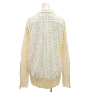 sacai luck ワッフルレースニット セーター 3 長袖 プルオーバー 襟付き レース切替 ウール 白 ホワイト 15AWLU1034