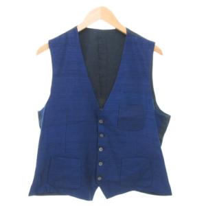 ジレ ベスト ビジネス 絹 シルク 54 青 ブルー /FF GY19