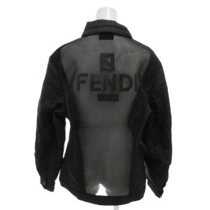FENDI jeans ジャケット ブルゾン 40 黒 ブラック メッシュ切替 バックロゴ /FF GY19