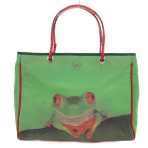 トートバッグ 手提げ 緑 グリーン カエル柄 /FF GY19