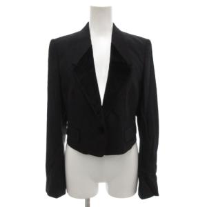 スペンサージャケット ウール 38 ブラック ベロア