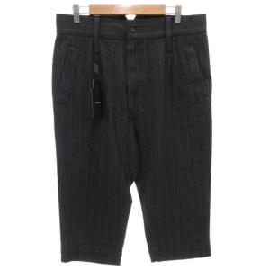 タグ付き スラックス クロップドパンツ ハイウエスト ウール ストライプ 48 グレー /FF GY19