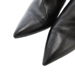 SAINT LAURENT PARIS ショートブーツ サイドゴア ハイヒール ポインテッドトゥ レザー 本革 36 黒 ブラック /FF GY19