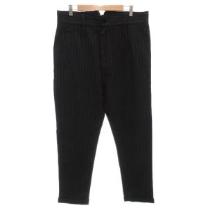 パンツ スラックス ウール ストレート ストライプ 48 黒 ブラック /FF GY19