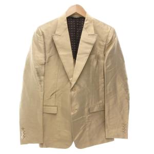 タグ付き テーラードジャケット 背抜き シングル シルク 46 XL ベージュ  /AE GY19