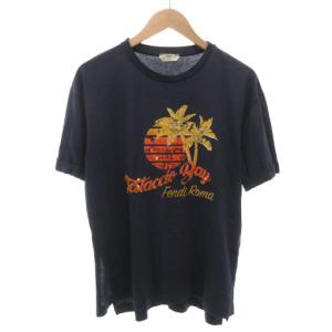 Tシャツ カットソー スパンコール ビジュー プリント 半袖 M 紺 ネイビー FS7011A3BN /AE