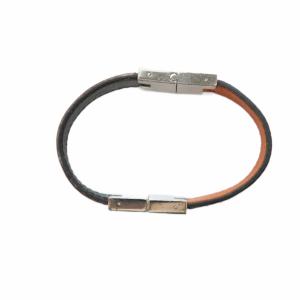 HERMES ルーリー ブレスレット アクセサリー バングル ロゴ バイカラー 黒 ブラック オレンジ GY19 /MQ