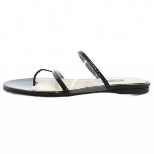 PRADA トングサンダル シューズ クリア 37.5 黒 ブラック /FF GY19