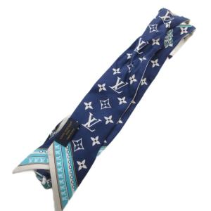 バンドーBB･アルティメット モノグラム スカーフ チーフ 青 ブルー グレー M77778 /FF AA