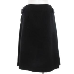 Tao プリーツスカート フレア S ひざ丈 サイドベルト 黒 ブラック AD2008 /GV GY19