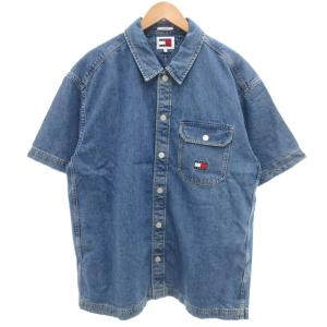 ジーンズ JEANS オーバーシャツ OVER SHIRT デニムシャツ 半袖 XL インディゴブルー
