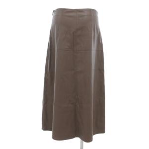 Max Mara LAISURE レジャー 白タグ フレアスカート M フェイクレザー ロング 茶 ブラウン /AE GY19