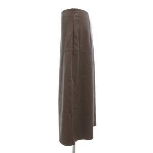 Max Mara LAISURE レジャー 白タグ フレアスカート M フェイクレザー ロング 茶 ブラウン /AE GY19