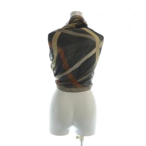 Salvatore Ferragamo 大判ストール スカーフ ロゴ 総柄 イタリア製 絹 シルク 茶 ブラウン GY19 /MQ