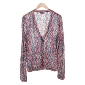 MISSONI 美品 カーディガン ニット 11 透かし編み 長袖 麻 リネン マルチカラー /AE GY19