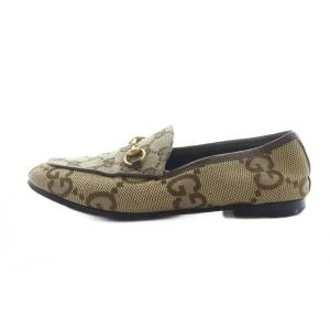 GUCCI ヨルダーン ローファー ホースビット ジャンボGG キャンバス 総柄 36 23cm 茶 ブラウン GY19