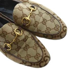 GUCCI ヨルダーン ローファー ホースビット ジャンボGG キャンバス 総柄 36 23cm 茶 ブラウン GY19