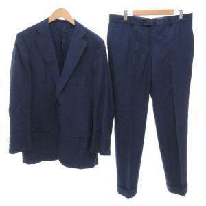 セットアップ スーツ ジャケット パンツ シルク混 52 総裏地 シングル 紺 ネイビー /AE GY19