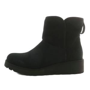 UGG クリスティン KRISTIN ムートンブーツ ショート レザー ロゴ US6.5 23.5cm 黒 ブラック