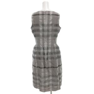 BURBERRY LONDON ノースリーブワンピース シルク混 38 ひざ丈 グレー チェック タック /GV GY19