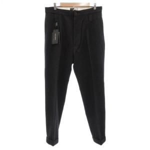パンツ スラックス ワンタック センタープレス ボタンフライ シルク混 イタリア製 48 黒 ブラック