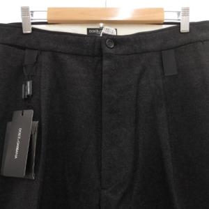 DOLCE&GABBANA パンツ スラックス ワンタック センタープレス ボタンフライ シルク混 イタリア製 48 黒 ブラック