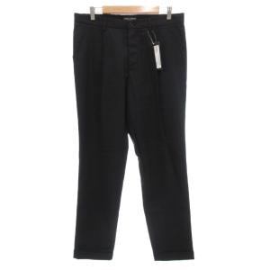 タグ付き ウールパンツ スラックス 48 ワンタック センタープレス 黒 ブラック イタリア製 /GV