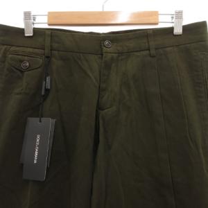 DOLCE&GABBANA タグ付き チノパンツ テーパード ツータック 46 カーキ イタリア製 /GV GY19