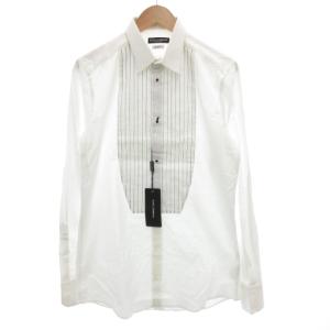 タグ付き ゴールドライン GOLD ワイシャツ ドレスシャツ ピンタック 長袖 ストライプ 40 白 ホワイト