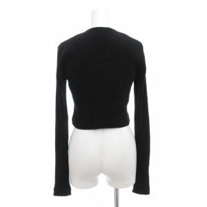 MOSCHINO JEANS 美品 パネルデニムニットクロップトップ 40 セーター ドッキング 長袖 スクエアネック 黒 ブラック