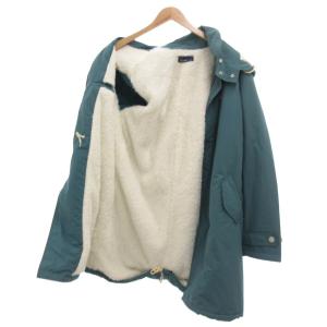 FRED PERRY モッズコート ステンカラー 裏地ボア ロゴ 青 ターコイズブルー F2444 /JS GY01