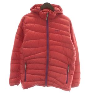 ダウンジャケット アウター ナイロン フード ジップアップ ロゴ 刺繍 M ピンク 8504-07419