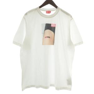 Tシャツ カットソー 半袖 クルーネック ロゴ デジタルプリント XXL 白 ホワイト T-ADJUST-K19