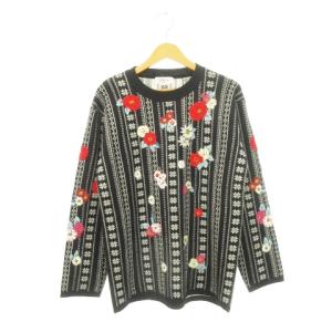 Composition by KENZO ニット セーター クルーネック 長袖 花柄刺繍 ノルディック