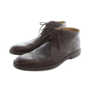 GUCCI 147548 チャッカブーツ GG レザー 7 ブラウン