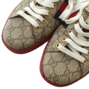 GUCCI エース ACE スニーカー GGスプリーム ローカット シェリーライン 総柄 ロゴ 6 25cm ベージュ
