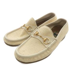 オールドグッチ ローファー スリッポン ホースビット ゴールド金具 6.5 25.5cm ベージュ /XZ