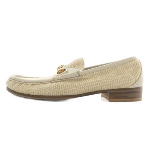 GUCCI オールドグッチ ローファー スリッポン ホースビット ゴールド金具 6.5 25.5cm ベージュ /XZ
