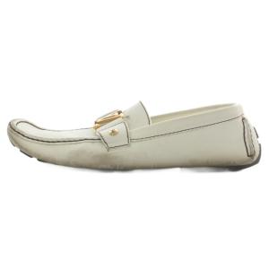 LOUIS VUITTON モンテカルロ ドライビングシューズ ローファー モカシン レザー スクエアトゥ ロゴ ゴールド金具 7.5