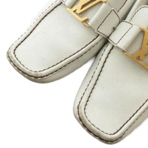 LOUIS VUITTON モンテカルロ ドライビングシューズ ローファー モカシン レザー スクエアトゥ ロゴ ゴールド金具 7.5