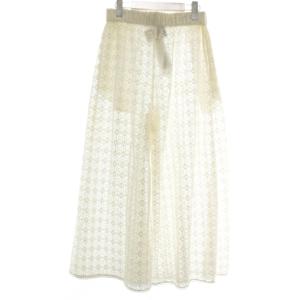 GUCCI GGフローラルレースワイドレッグトラウザーロングパンツ 38 ホワイト 740596