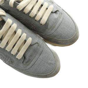 BRUNELLO CUCINELLI ローカット スニーカー シューズ 靴 ロゴ スエード 切替 刺繍 37 23.5cm グレー GY19